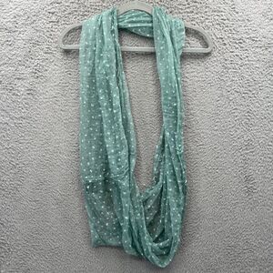 Mint Green Heart Print Sheer Infinity Scarf Lightweight Twee Cute Coquette Sheer